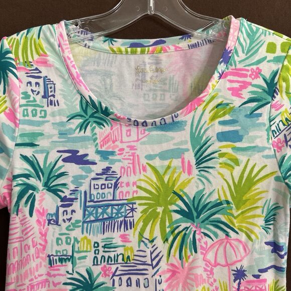 Lilly Pulitzer Halee Top Short Sleeve Private Island Palm Tree  SMALL - Picture 3 of 8